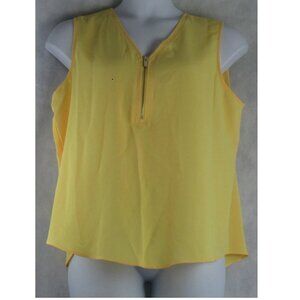 NWT Anne Klein Women's Petite 1/4 Zip V-Neck Sleeveless Top, Golden Yellow, PXL